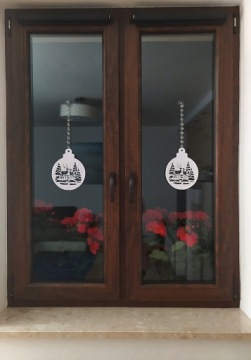 Новогодняя игрушка-подвеска Ажурное украшение на присоске для окна