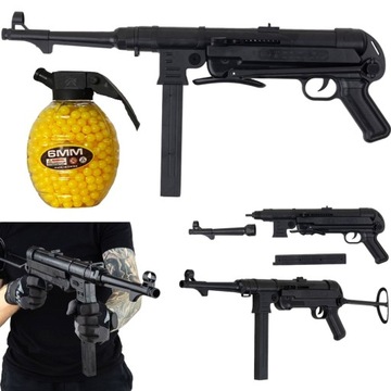 KARABIN NA KULKI MP40 SCHMEISSER REPLIKA BRONI SKŁADANA KOLBA + 800 KULEK