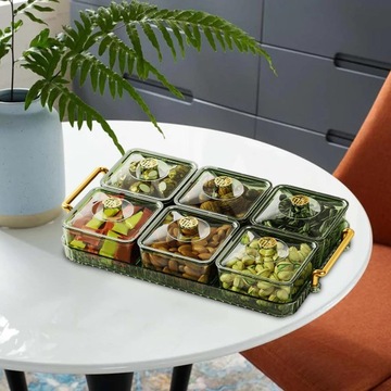 Taca na suszone owoce z pokrywką Ekspozytor Łatwa do uzupełnienia przekąska 6 siatka zielona