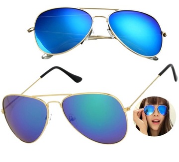 Okulary Męskie AVIATOR PILOTKI metalowe retro