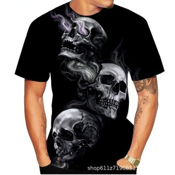 Druk 3D męska streetwear koszulka z krótkim rękawem z okrągłym dekoltem