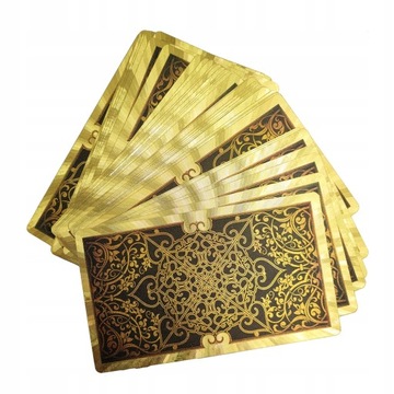 Колода карт Таро 12х7см, ПВХ, золото, водонепроницаемая.