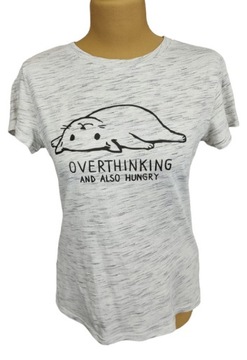 SZARY T-SHIRT OVERTHINKING AND ALSO HUNGRY rozm S