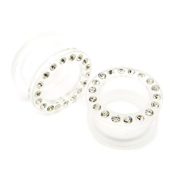 Tunel Plug Akryl Zakręcany Cyrkonia Bezbarwny 6mm
