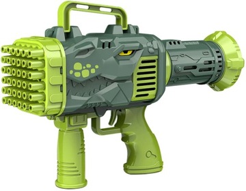 PISTOLET NA BAŃKI DINOZAUR MASZYNA BAZOOKA DO BANIEK MYDLANYCH + PŁYN