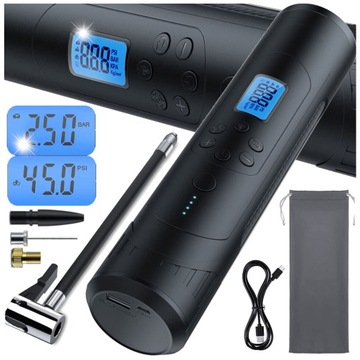KOMPRESOR SAMOCHODOWY ROWEROWY POMPKA Powerbank 4500mAh z AKUMULATOREM LED