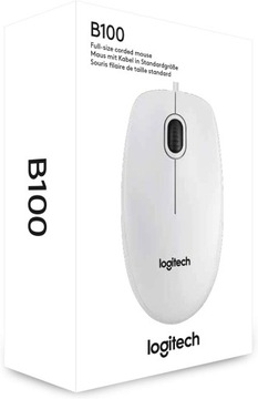 mysz przewodowa biała Logitech B100 Optical Usb