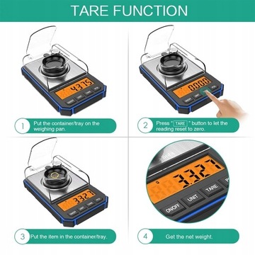 WAGA ELEKTRONICZNA JUBILERSKA 100g/0.001g 50g WAGI