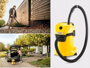 Безмешковый пылесос Karcher WD 3 1400W, промышленный набор присосок и мешков