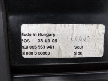 AUDI A4 B6 B7 KOMBI ROLETA ZADNÍ KUFRU 8E986355394H