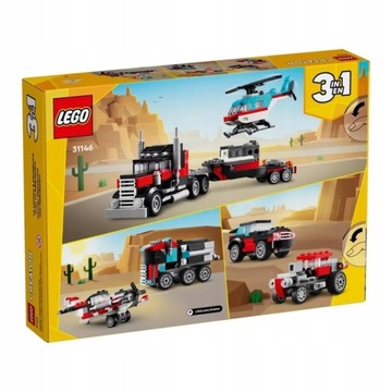 LEGO CREATOR 7+ 3w1 AUTO CIĘŻARÓWKA Z PLATFORMĄ I HELIKOPTER 31146