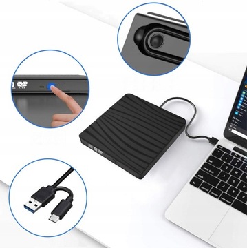 Przenośny napęd CD do nagrywania TYPE-C/USB3.0 DVD-RW Zewnętrzny napęd CD do notebooka