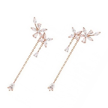 ЖЕНСКИЕ СЕРЬГИ С бахромой из розового золота, подвесные лепестки