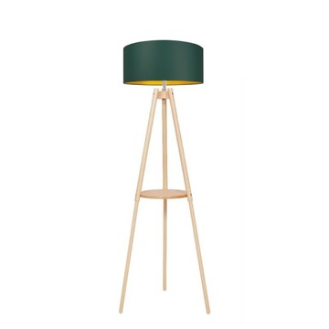 LAMPA STOJĄCA PODŁOGOWA LS-101 DREWNO ABAŻUR