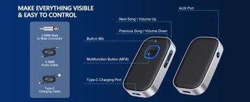 АДАПТЕР-ПЕРЕДАТЧИК BLUETOOTH 5.0 AUX MINI-JACK 3.5