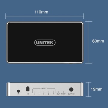 HDMI 1.4b 5 IN-1 OUT 4K Переключатель сигналов Unitek
