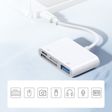 Адаптер Lightning 4-в-1, устройство чтения карт SD/TF, USB OTG для iPhone/iPad, Joyroom