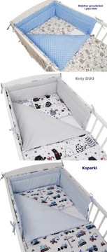 Zestaw łóżeczko tapczanik 2w1 Jaś domek szuflada sosna 120x60 cm pościel