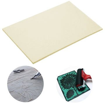 Linoleum MIĘKKA płytka do linorytu druku Essdee SoftCut BEŻOWA ecru 21x15cm