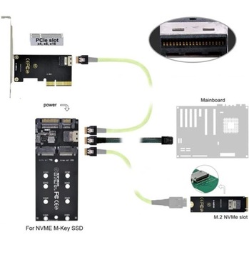 Переходник M.2 NVMe — SFF-8654 + M.2 SATA — SATA 22
