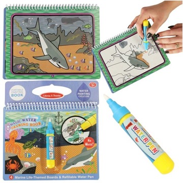 МНОГОРАЗОВЫЕ ВОДНЫЕ РАСКРАСКИ НАБОР ИЗ 4 ВОДНЫХ КНИГ ДЛЯ ВОДЫ + РУЧКИ