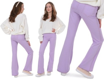Spodnie jeansowe, DZWONY - 158 LILIOWY