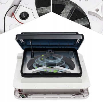 OKNO WENTYLATOR LED WYCIĄGOWY RV SZYBERDACH WENTYLACJA KAMPER WYWIETRZNIK