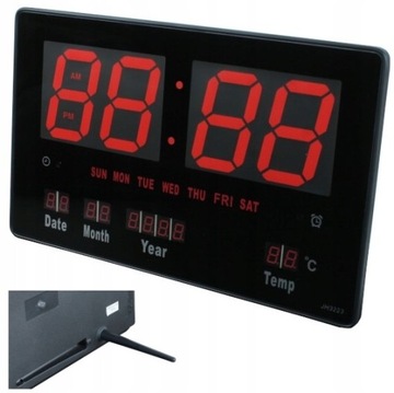 DUŻY STOJĄCY ZEGAR ELEKTRONICZNY BIUROWY DATA TEMP