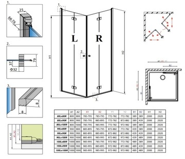 Кабина Fuenta KDD B 100x80x200 Хром RADAWAY