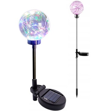 LAMPA OGRODOWA KULA SOLARNA WBIJANA MULTIKOLOR CZUJNIK ZMIERZCHU