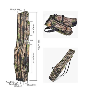 Сумка-чехол для рыбалки, 3 отделения, большая вместимость, 150 см, водонепроницаемая.