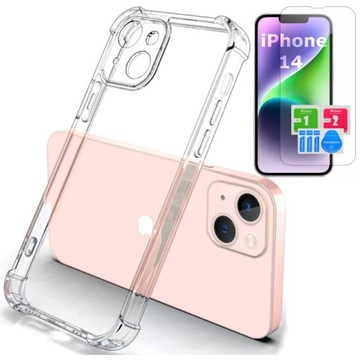 ETUI PANCERNE ANTI SHOCK CASE PRZEZROCZYSTE WYSPA do IPHONE 14 + SZKŁO 9H