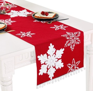 BIEŻNIK ŚWIĄTECZNY NA STÓŁ OBRUS 38x176cm LEN HAFT