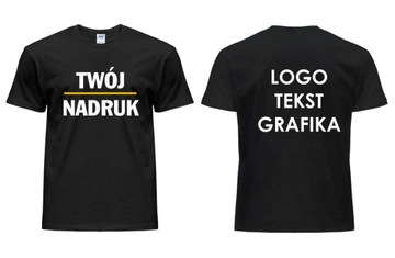 Koszulki T-shirt Twoje logo nadruk dwustronny L