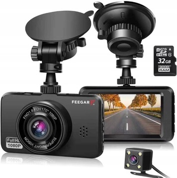 Wideorejestrator Feegar Patrol Kamera Samochodowa + 32GB 170st KAMERA TYŁ