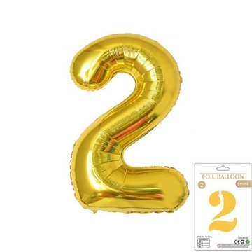 Ogromne Balony Złote Cyfra 2 DWA Urodzinowe 100CM