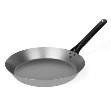 PATELNIA STALOWA 28 cm TRADYCYJNA NA GAZ NA OGNISKO DO SMAŻENIA WYTRZYMAŁA