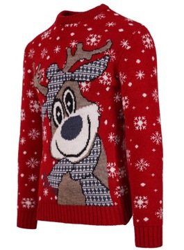 SWETER MĘSKI ŚWIĄTECZNY WEŁNA RENIFER RUDOLF 2XL