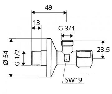Угловой тарельчатый клапан Schell Comfort 1/2 x 3/4