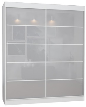 SZAFA 2D 120 cm NISKA - BIAŁA - lacobel szary