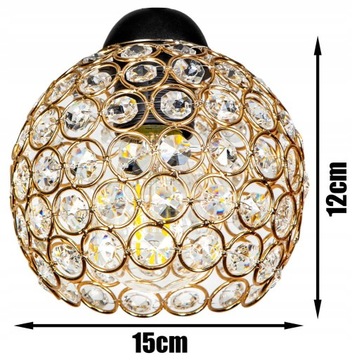 Lampa sufitowa szklana kula kryształek ZŁOTA 1xE27