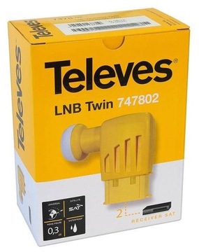 СПУТНИКОВЫЙ КОНВЕРТЕР TWIN TELEVES 747802 + F РАЗЪЕМ