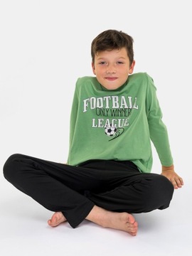 Пижамный комплект для мальчика с футбольным мячом с длинными рукавами, хлопок 158