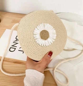 ВИНТАЖНАЯ СУМКА НА ПЛЕЧЕ С СОЛОМОЙ И ЦВЕТОЧНЫМ ЦВЕТОМ, БЕЖЕВАЯ ВЕСНА ЛЕТО