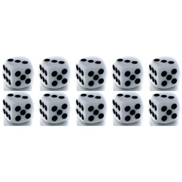 ZESTAW 10 KOSTEK K6 RPG BIAŁA 1,1 CM