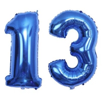 DUŻY BALON FOLIOWY CYFRA 13 31 NIEBIESKI 100CM BALONY URODZINOWE URODZINY