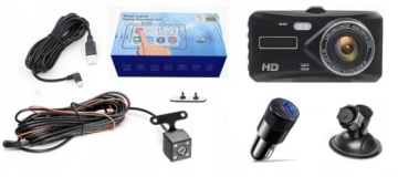 Автомобильный видеорегистратор HD с сенсорным экраном и камерой заднего вида 64G
