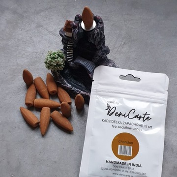 СВЕЧИ КОНУСНЫЕ ОБРАТНЫЕ ЧАНДАН Сандал 12шт НАТУРАЛЬНЫЕ