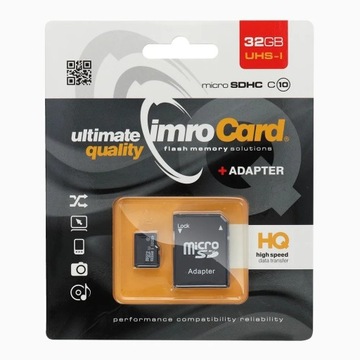 Karta Pamięci IMRO microSD 32GB CLASS 10 UHS I 100MB/s z adapterem SD