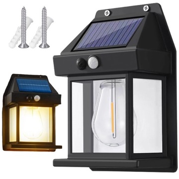 LAMPA SOLARNA KINKIET ZEWNĘTRZNE OŚWIETLENIE DOMU Z CZUJNIKIEM 3 TRYBY